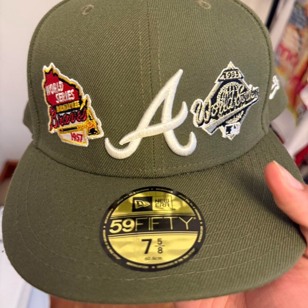 New Era Men's Green and Khaki Hat